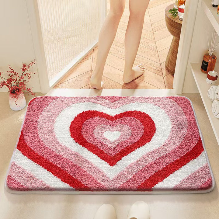 Heart-Shaped Plush Bath Mat
