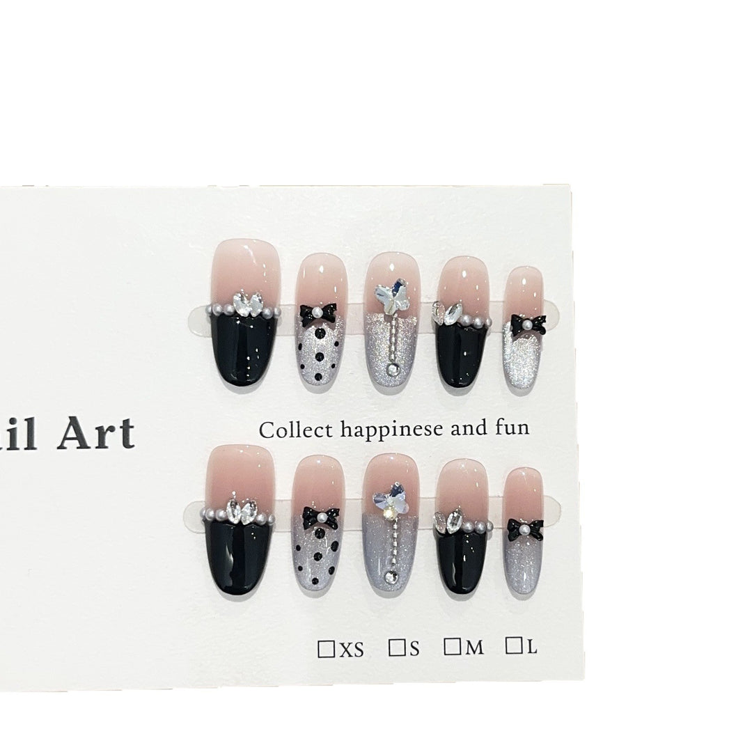 Glamorous Bow-Embellished Press-On Nail Set