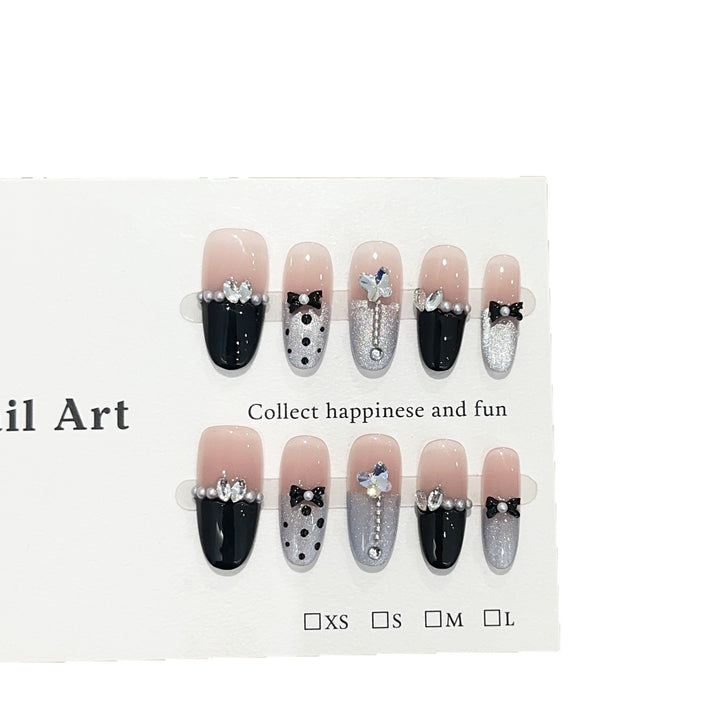 Glamorous Bow-Embellished Press-On Nail Set