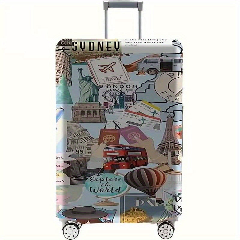 Women's Hardshell Suitcase with Creative Travel Motif Kalsten