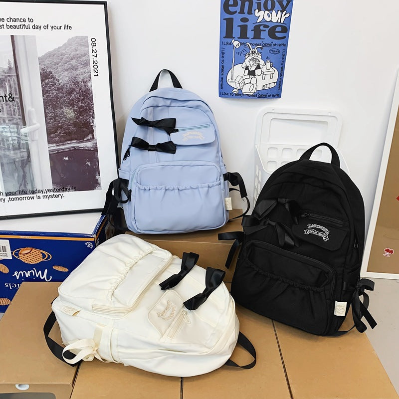 Charming Bow-Appliqué Casual Backpack Kalsten