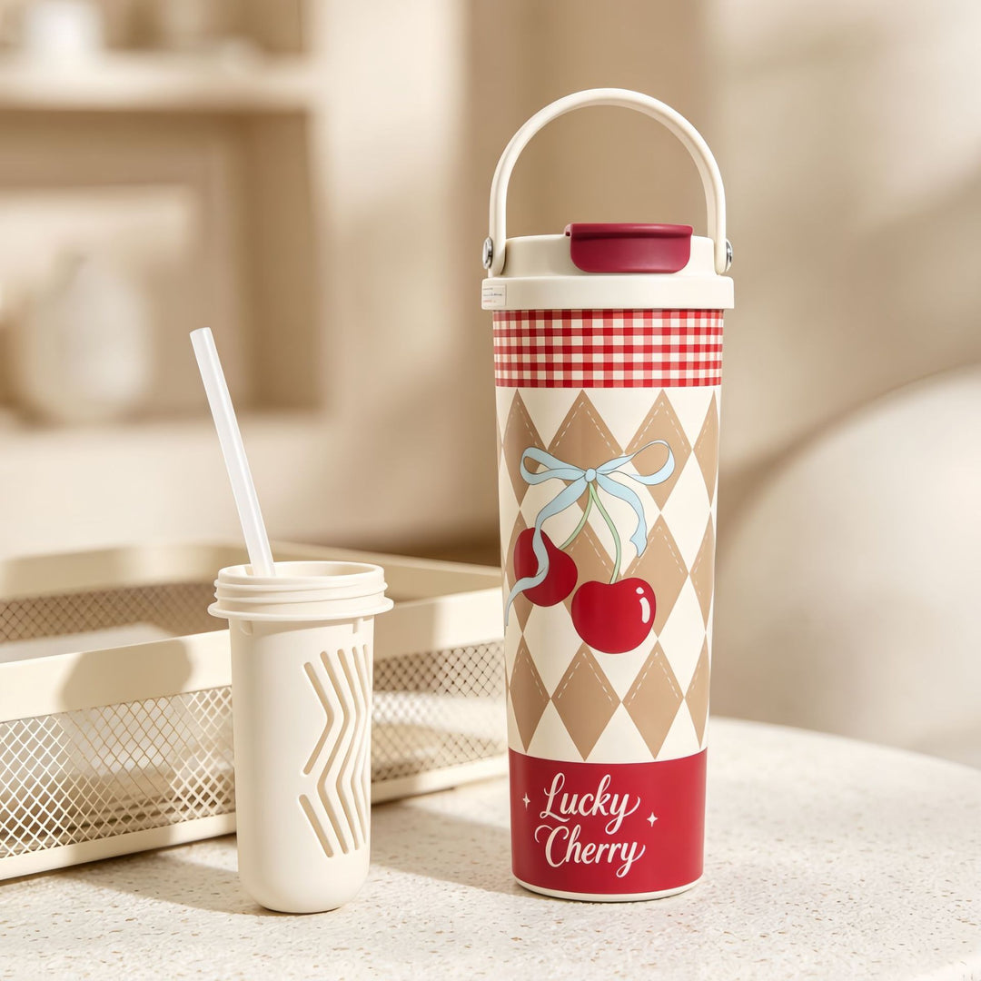 Insulated drinking bottle with integrated straw Kalsten