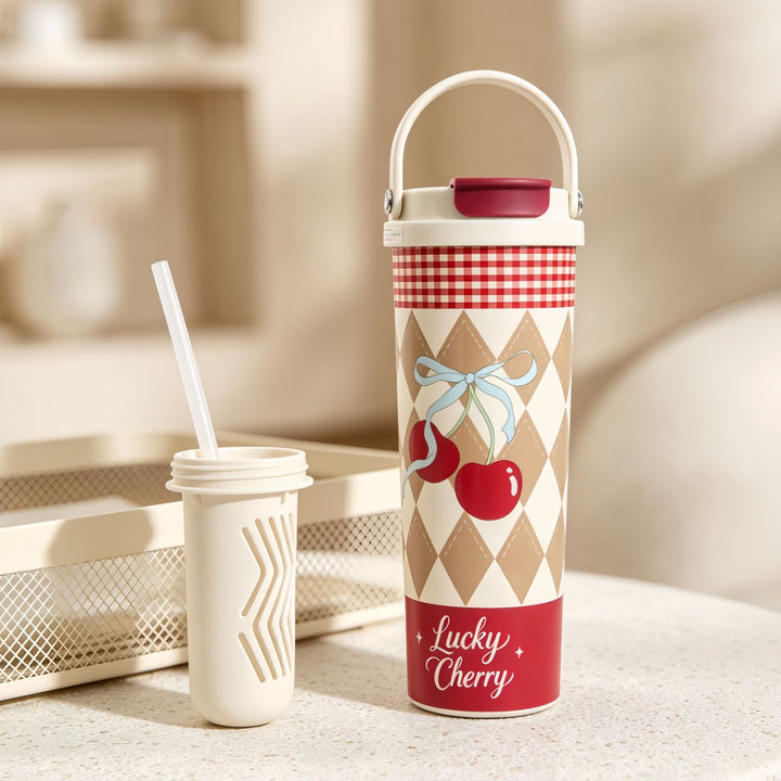Insulated drinking bottle with integrated straw Kalsten