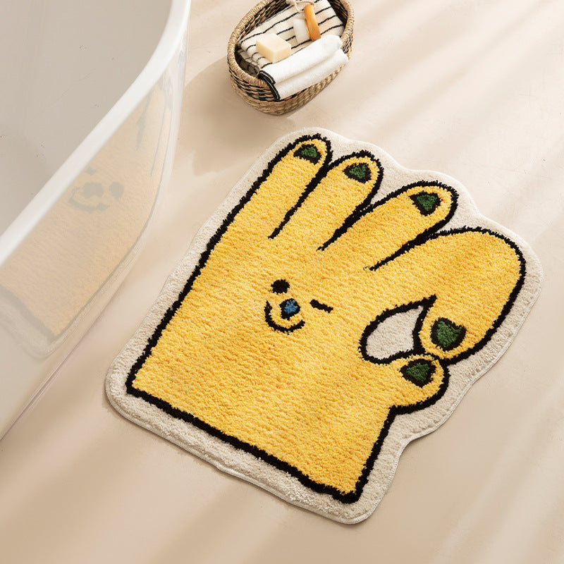 Funny hand-shaped bath mat made of non-slip microfiber plush Kalsten