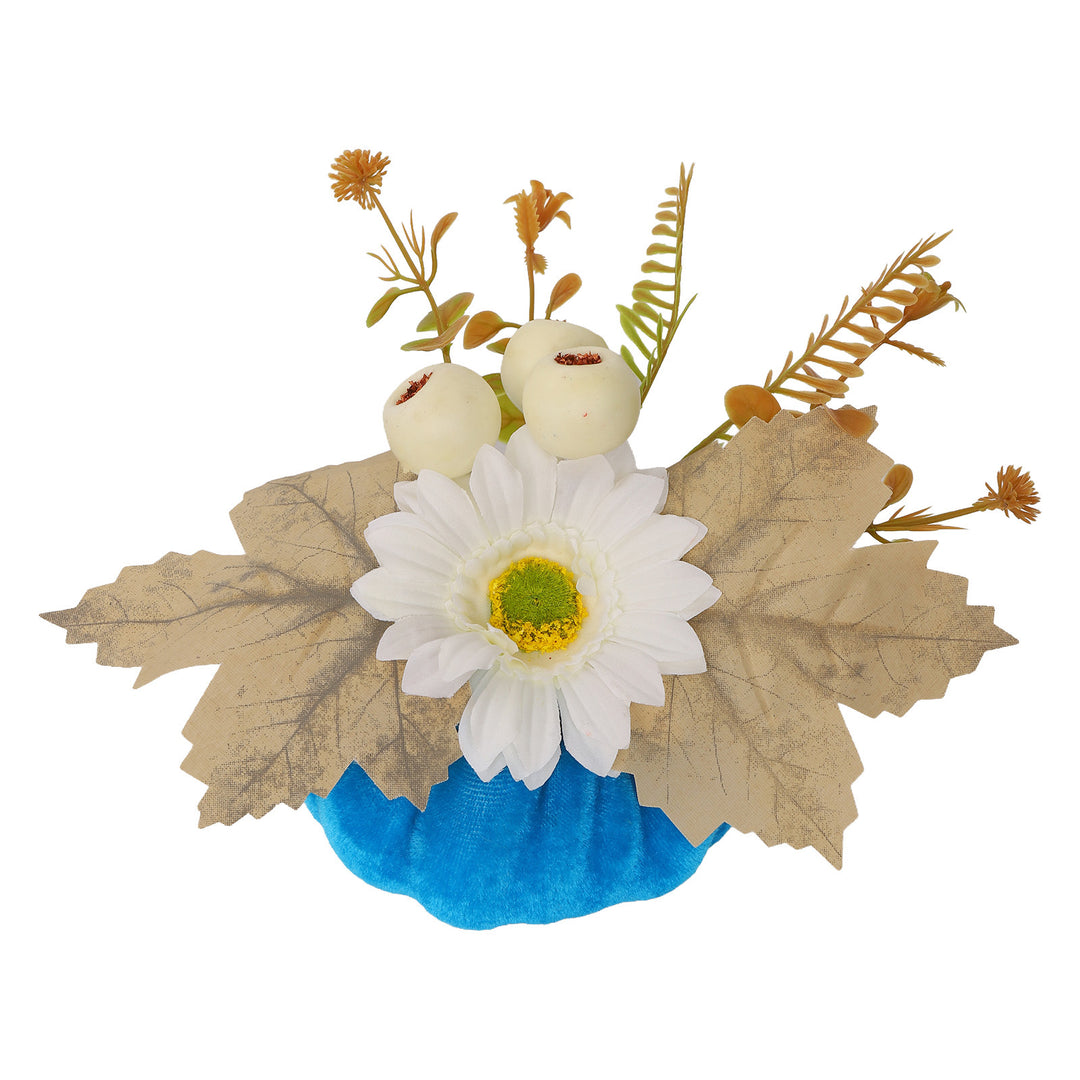 Samt-Pumpkin Table Decoration with Artificial Sunflower Arrangement