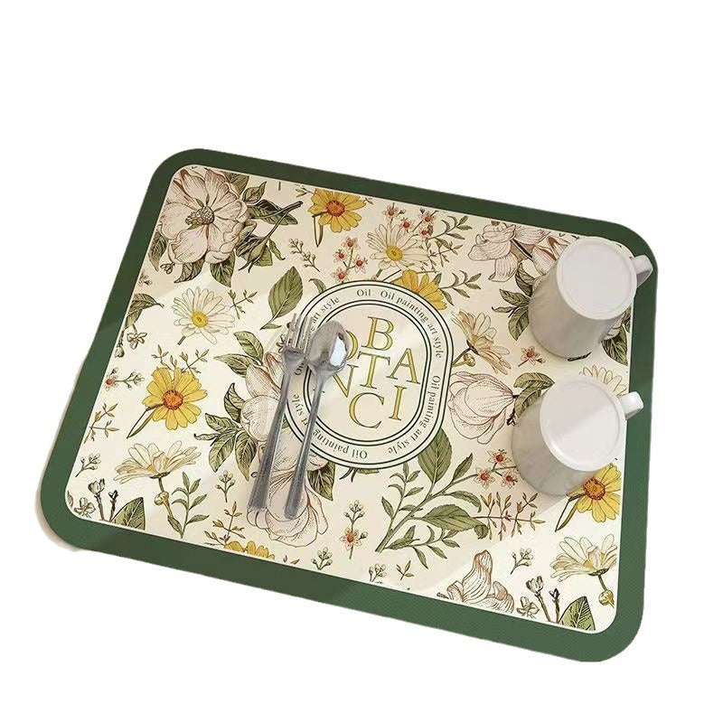 Vintage Floral Design Kitchen Mat