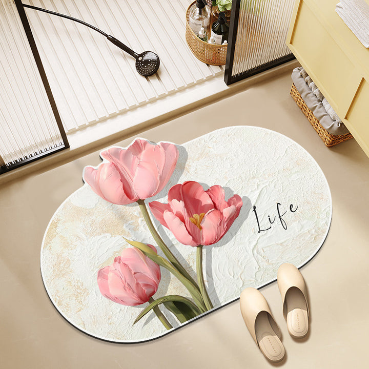 Floral-Themed Memory Foam Bath Mat