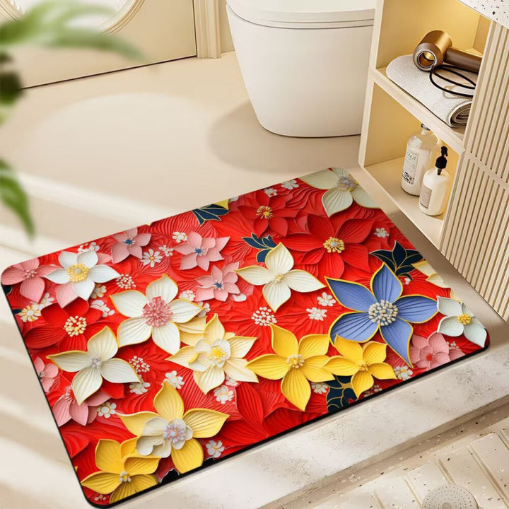 Floral-Themed Plush Bath Mat