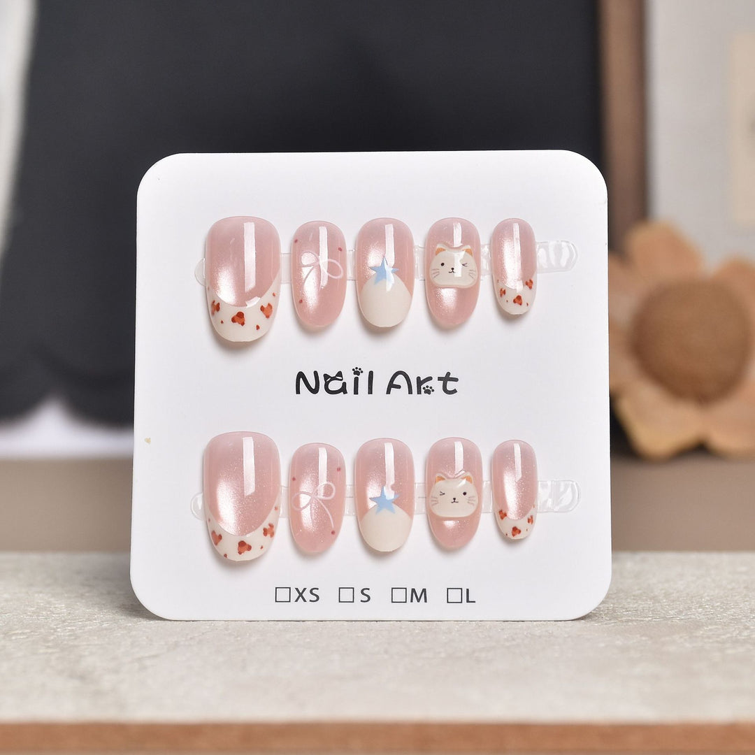 Decorative Press-On Nail Extensions with Floral Accents Kalsten