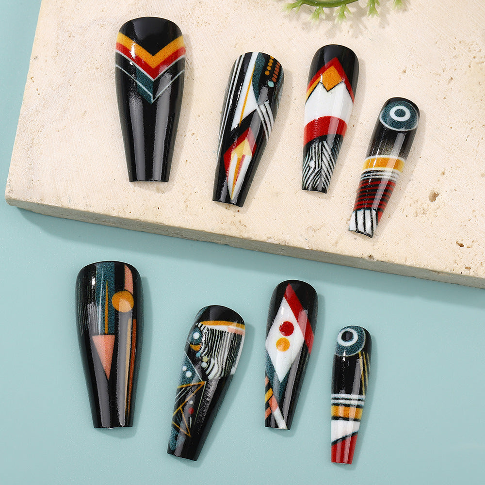 Artificial nails with creative tribal design Kalsten