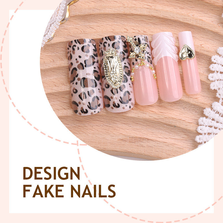 Creative Nail Art Set with Leopard Design and Elegant Decorations Kalsten