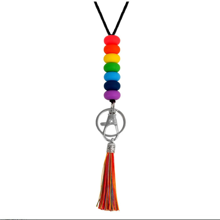 Colorful Beaded Keychain Lanyard with Tassel Kalsten