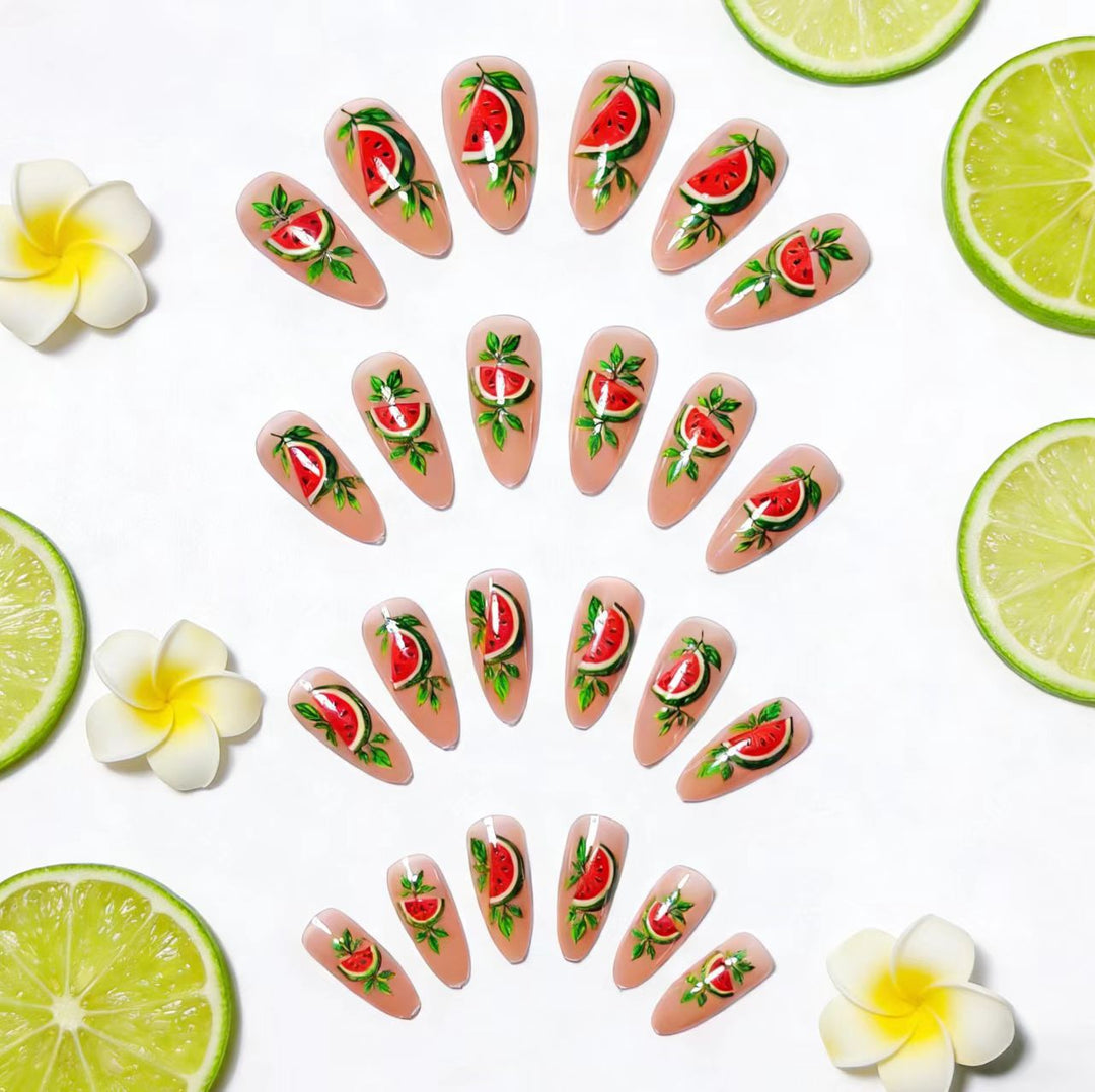 Artificial nails with cheerful melon design Kalsten