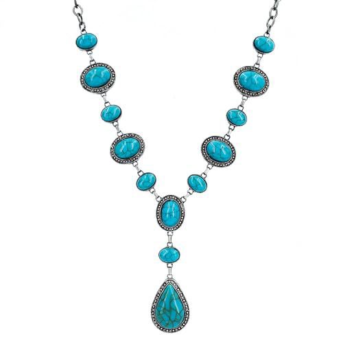 Vintage-Inspired Stone Pendant Necklace Kalsten