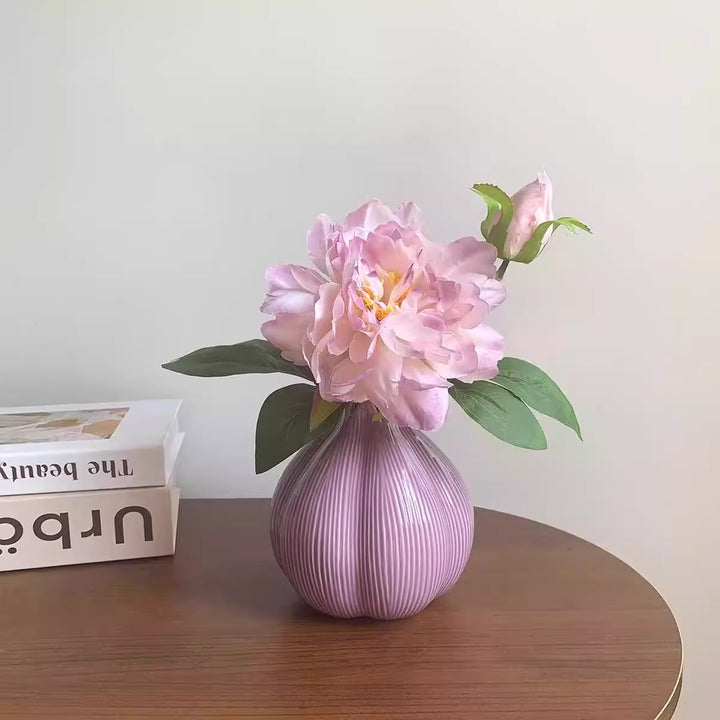 Decorative Ribbed Ceramic Art Vase