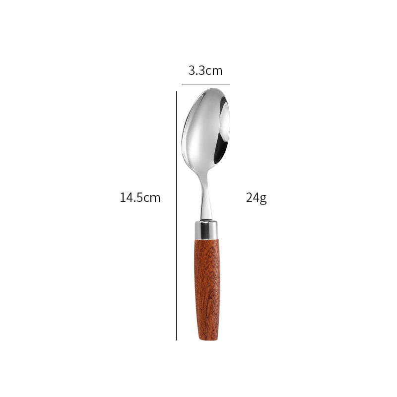 Elegant dessert spoon with ergonomic wooden handle Kalsten
