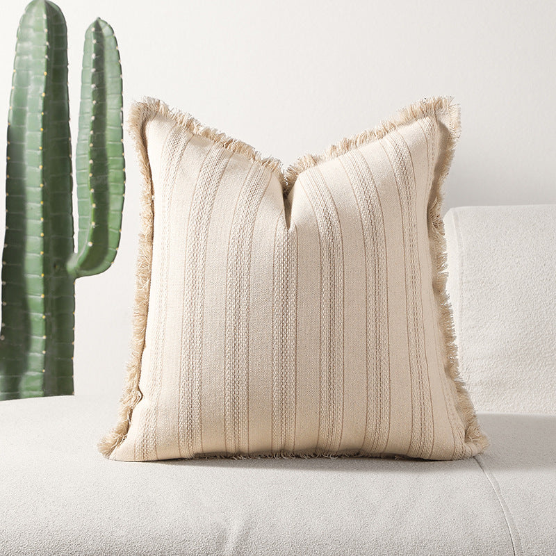 Textured Fringe Accent Throw Pillow