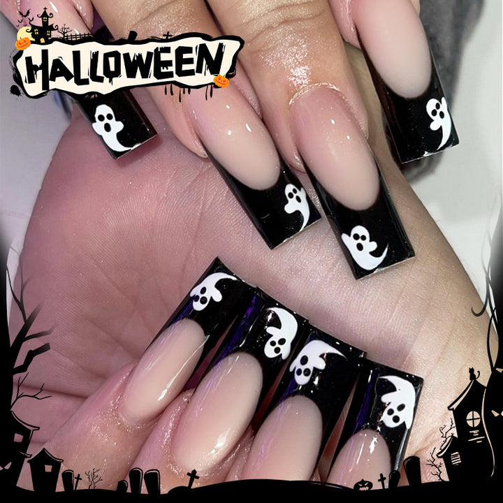 Creative Halloween Nail Art Set with Creepy Ghost Designs and Glittery Colors Kalsten