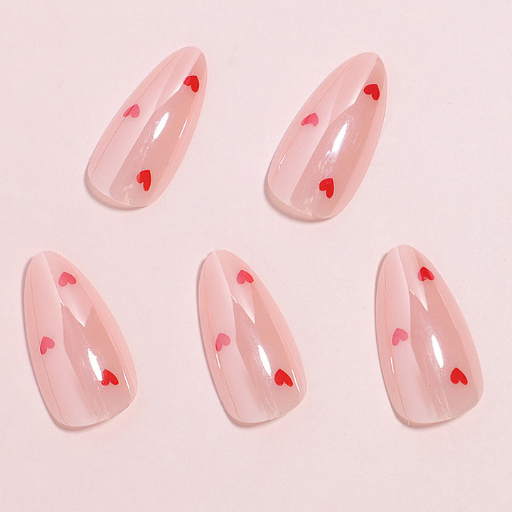 Heart-Printed Press-On Nail Set Kalsten