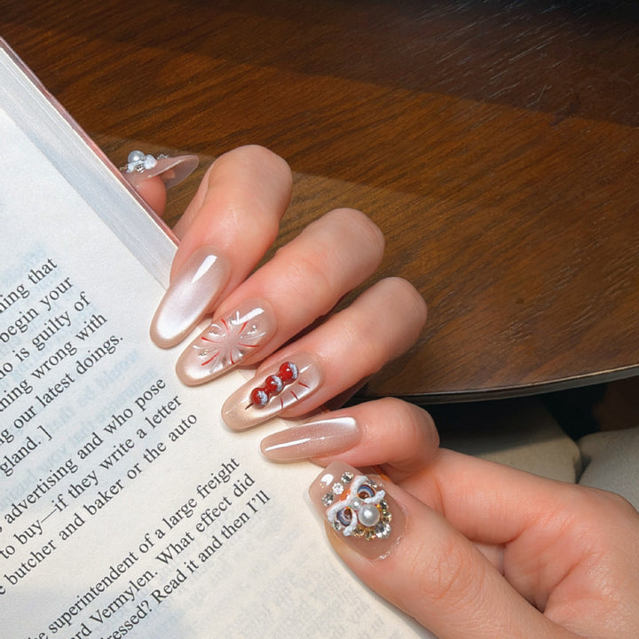 Decorative Press-On Nail Art Set with Jewel Accents Kalsten