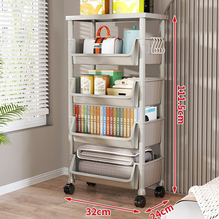 Compact Two-Tier Rolling Storage Cart with Removable Bins and Swivel Casters