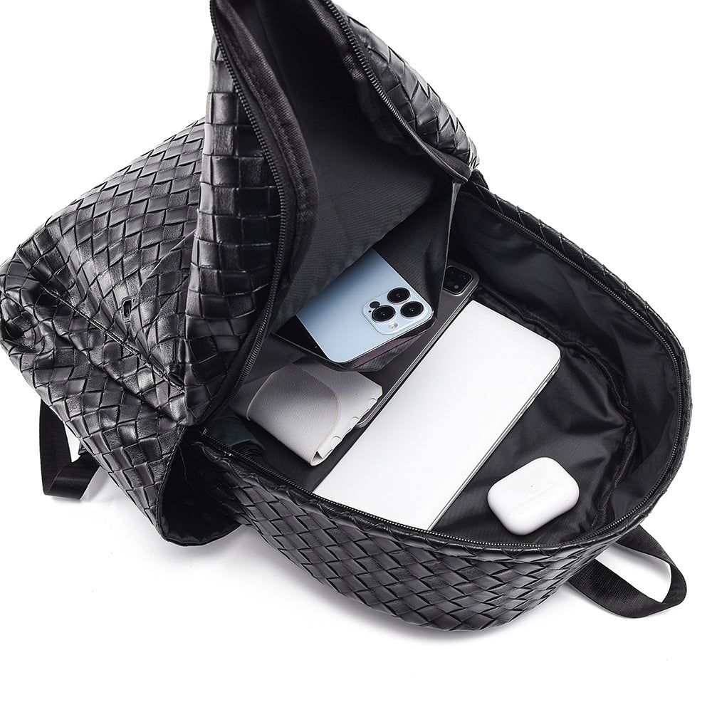 Woven Leather Casual Backpack Kalsten
