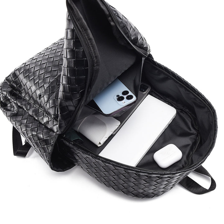 Woven Leather Casual Backpack Kalsten