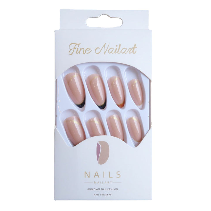 Elegant Stiletto Press-On Nail Set with Gold Accents