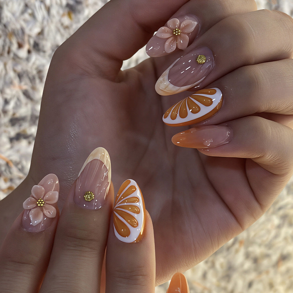 Artistic Floral Press-On Nail Tips Set Kalsten