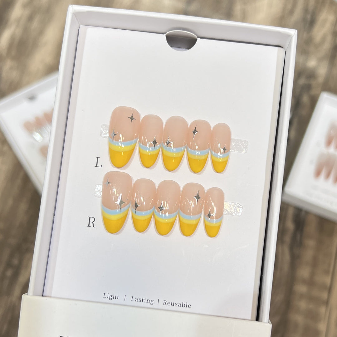 Stylish Press-On Nail Set with Unique Colorful Design Kalsten