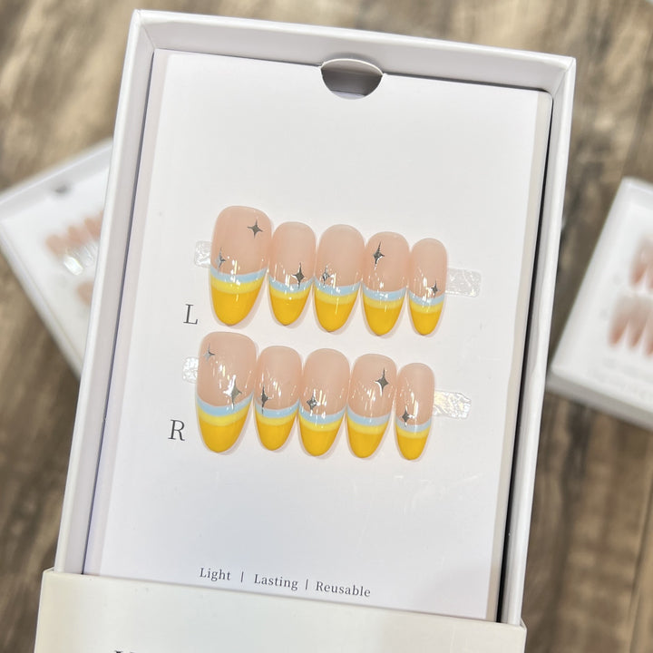 Stylish Press-On Nail Set with Unique Colorful Design Kalsten