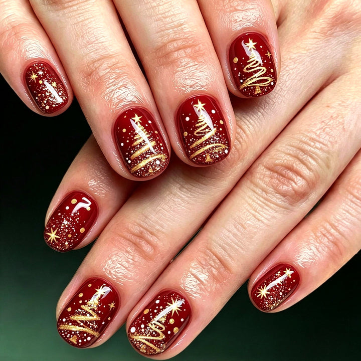 Festive Holiday-Themed Press-On Nail Art Kalsten