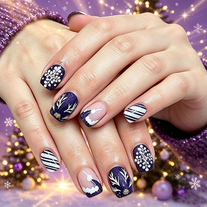Artistic Winter-Themed Acrylic Nail Art Enhancements Kalsten