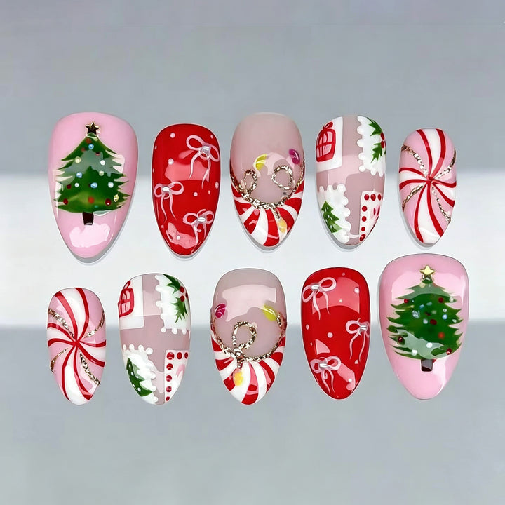 Festive Holiday-Themed Press-On Nail Art Set Kalsten 1790636430