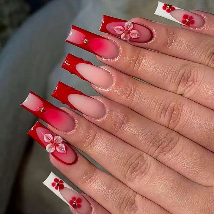 Elegant Floral Print Press-On Nail Set Kalsten