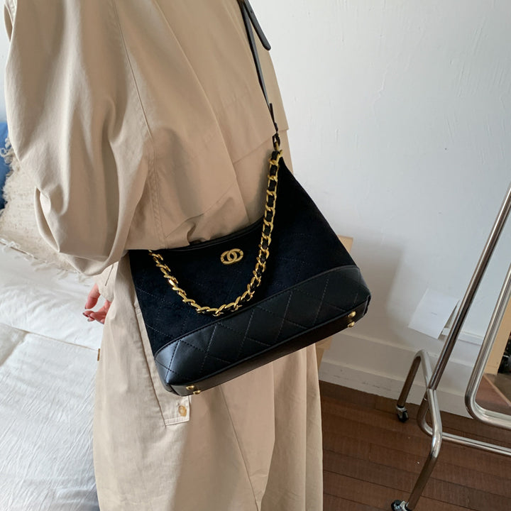 Quilted Suede Shoulder Bag Kalsten