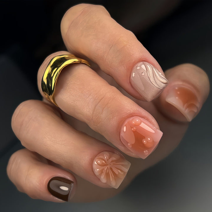 Artificial Nail Set with Beautiful 3D Flower Design Kalsten
