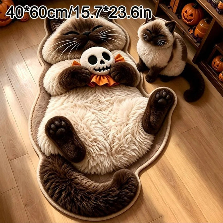 Cat-Shaped Plush Bath Mat