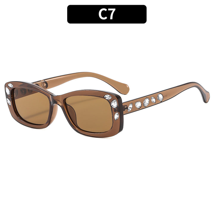 Elegant Rhinestone-Embellished Square Sunglasses