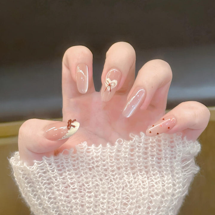 Stylish Press-On Nail Set with Elegant Glitter Accents Kalsten