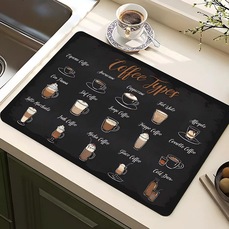 Coffee-Themed Kitchen Mat