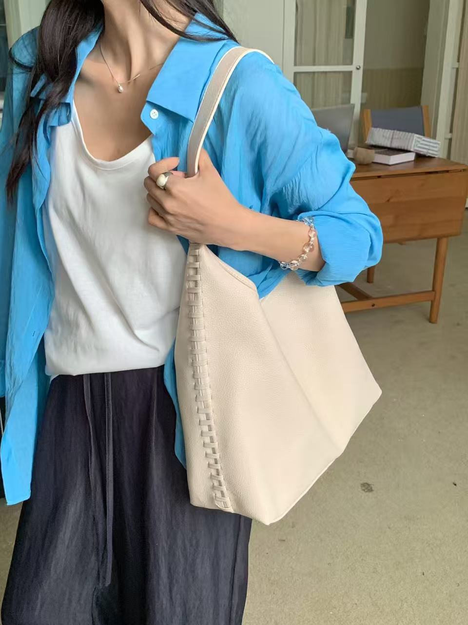 Modern Vegan Leather Slouchy Tote Bag