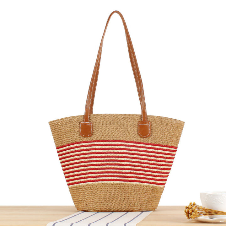 Elegant Straw Bag with Attractive Leather Handles Kalsten