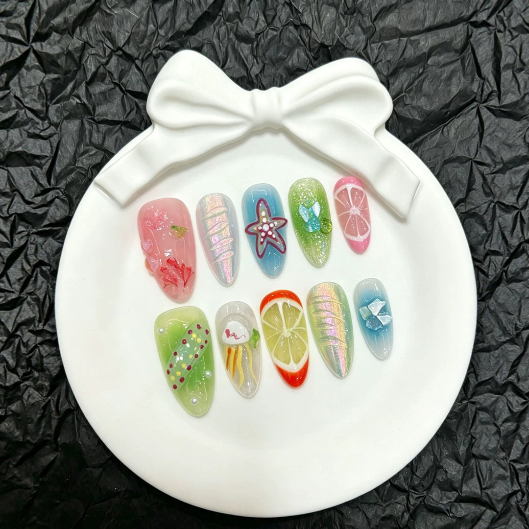Charming Handcrafted Press-On Nail Art Set