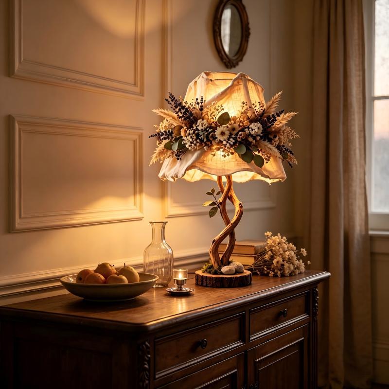 Decorative table lamp with floral elements Kalsten