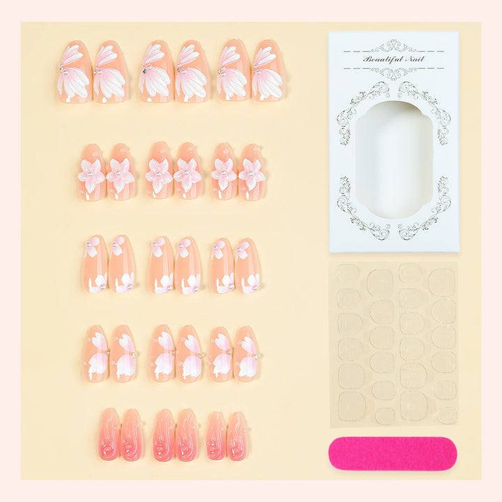 Floral Embellished Press-On Nails Kalsten