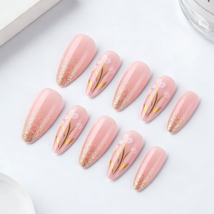 Artistic Floral Press-On Nail Set Kalsten