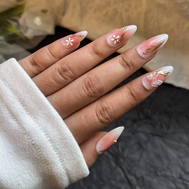 Elegant Floral-Themed Press-On Nail Art Kit Kalsten