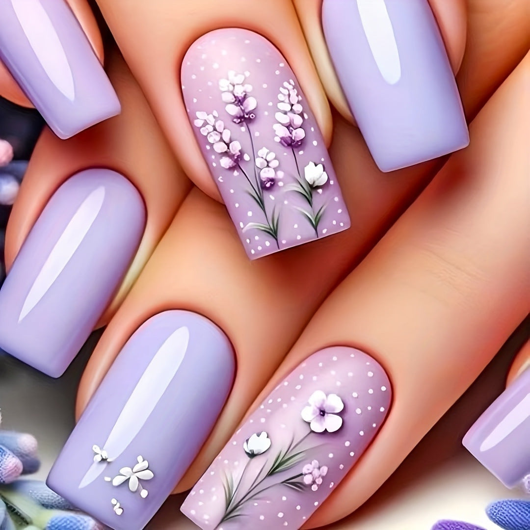 Artfully Designed Floral Acrylic Nail Set Kalsten