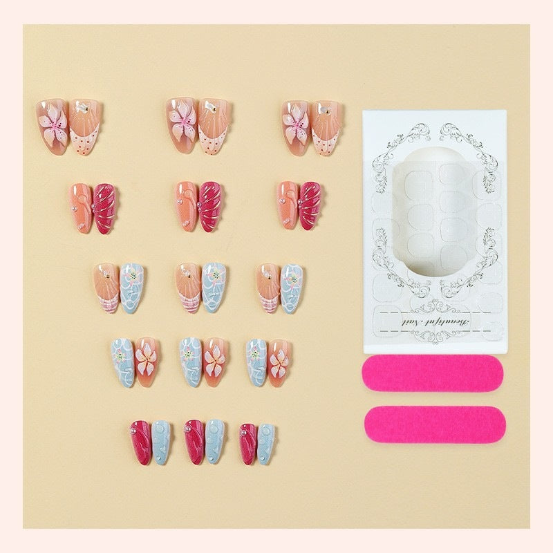 Nail art set with unique floral and maritime designs Kalsten